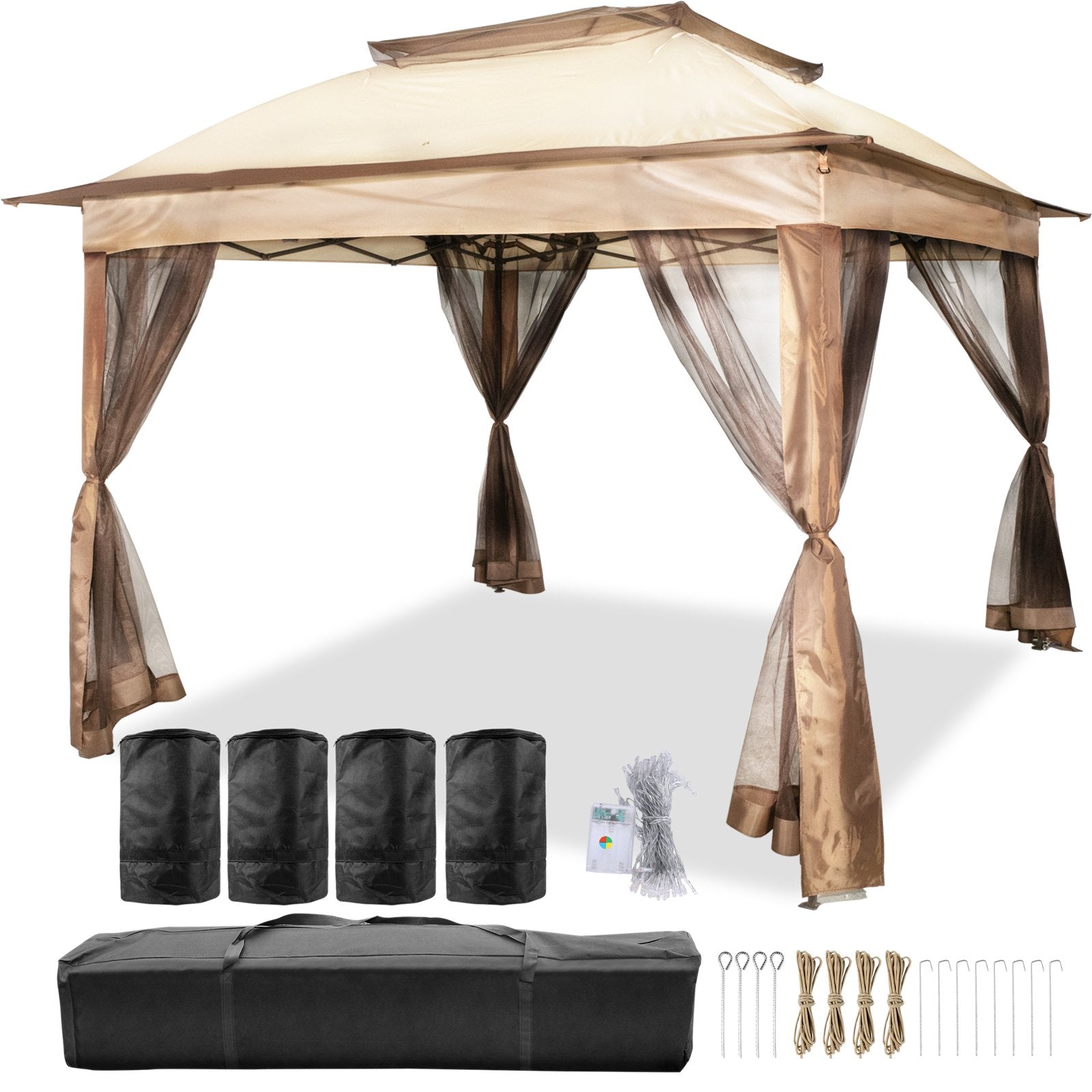 Outdoor Canopy Gazebo Tent, Portable Canopy Shelter with 11\'x11\' Large Shade Space for Party, Backyard, V952-ZYP3.3MX3.3MSDZD1V0