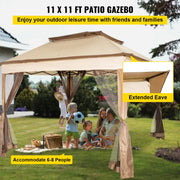 Outdoor Canopy Gazebo Tent, Portable Canopy Shelter with 11\'x11\' Large Shade Space for Party, Backyard, V952-ZYP3.3MX3.3MSDZD1V0