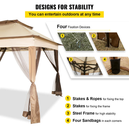 Outdoor Canopy Gazebo Tent, Portable Canopy Shelter with 11\'x11\' Large Shade Space for Party, Backyard, V952-ZYP3.3MX3.3MSDZD1V0