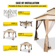 Outdoor Canopy Gazebo Tent, Portable Canopy Shelter with 11\'x11\' Large Shade Space for Party, Backyard, V952-ZYP3.3MX3.3MSDZD1V0