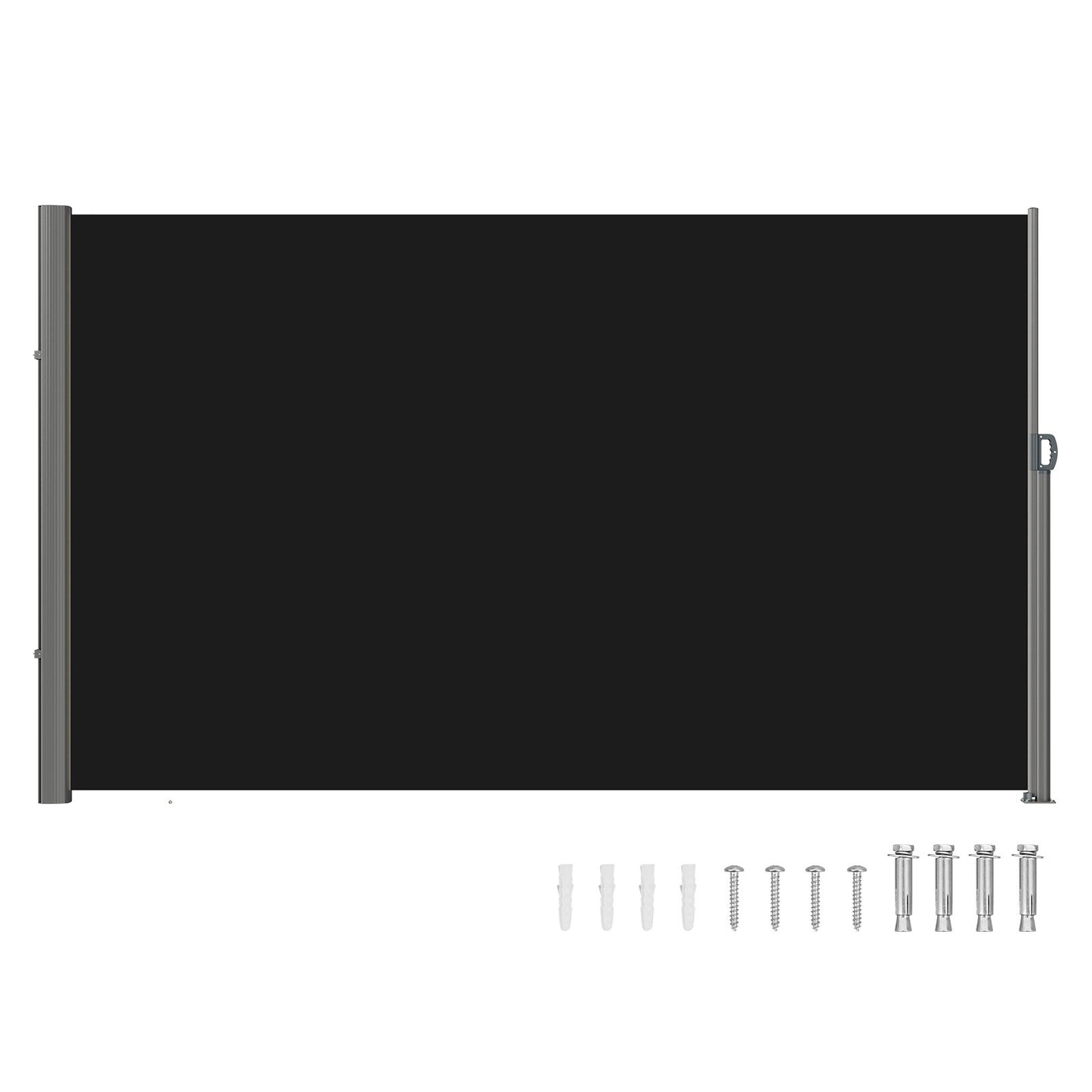 Retractable Side Awning, 160X300cm Aluminum Outdoor Privacy Screen, 280g Polyester Water-proof Retractable V952-ZYPF160X300CMBK01V0