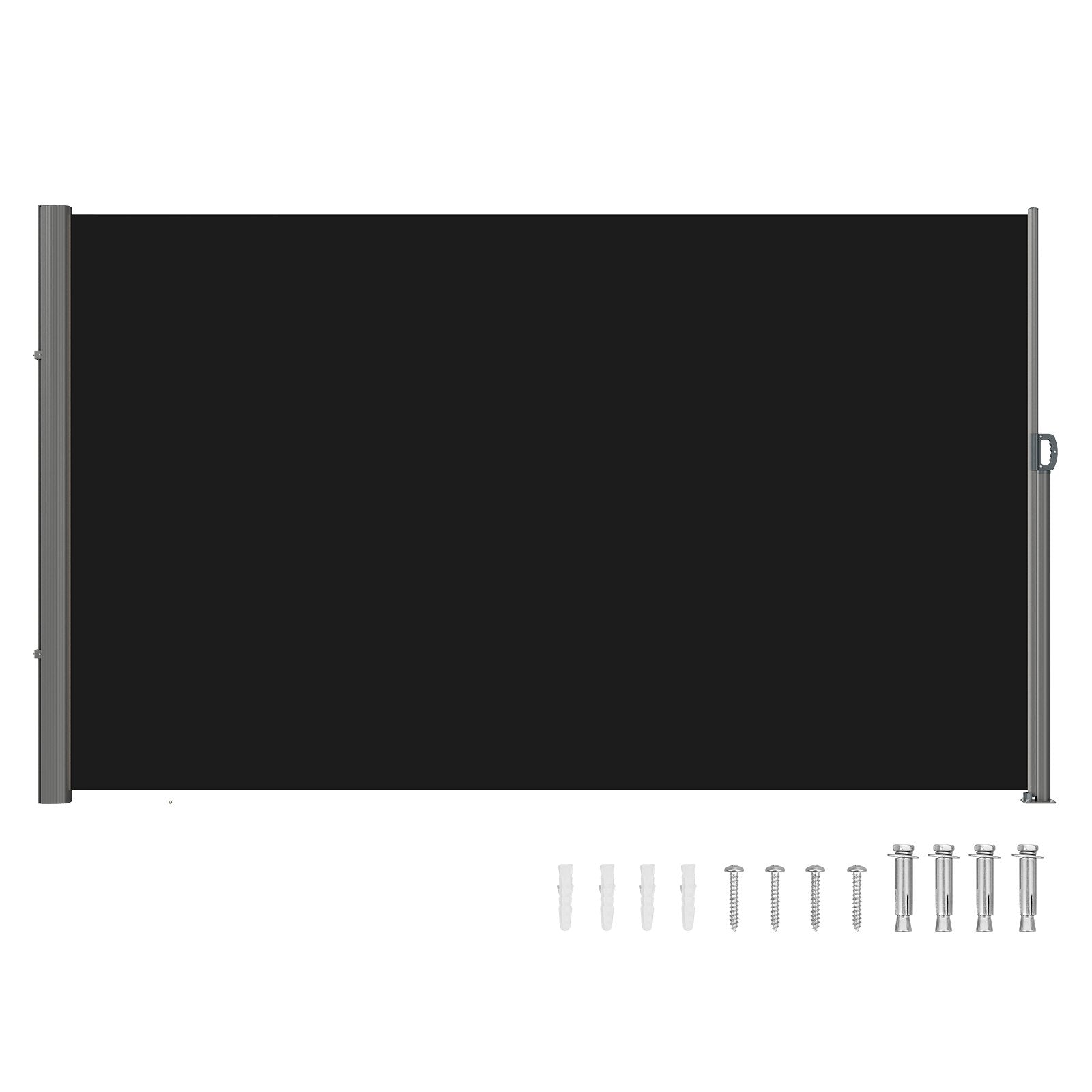 Retractable Side Awning, 160X300cm Aluminum Outdoor Privacy Screen, 280g Polyester Water-proof Retractable V952-ZYPF160X300CMBK01V0