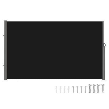 Retractable Side Awning, 160X300cm Aluminum Outdoor Privacy Screen, 280g Polyester Water-proof Retractable V952-ZYPF160X300CMBK01V0