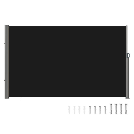 Retractable Side Awning, 160X300cm Aluminum Outdoor Privacy Screen, 280g Polyester Water-proof Retractable V952-ZYPF160X300CMBK01V0