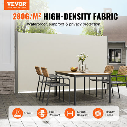 Retractable Side Awning,160X300cm Aluminum Outdoor Privacy Screen, 280g Polyester Water-proof Retractable V952-ZYPF160X300CMM001V0