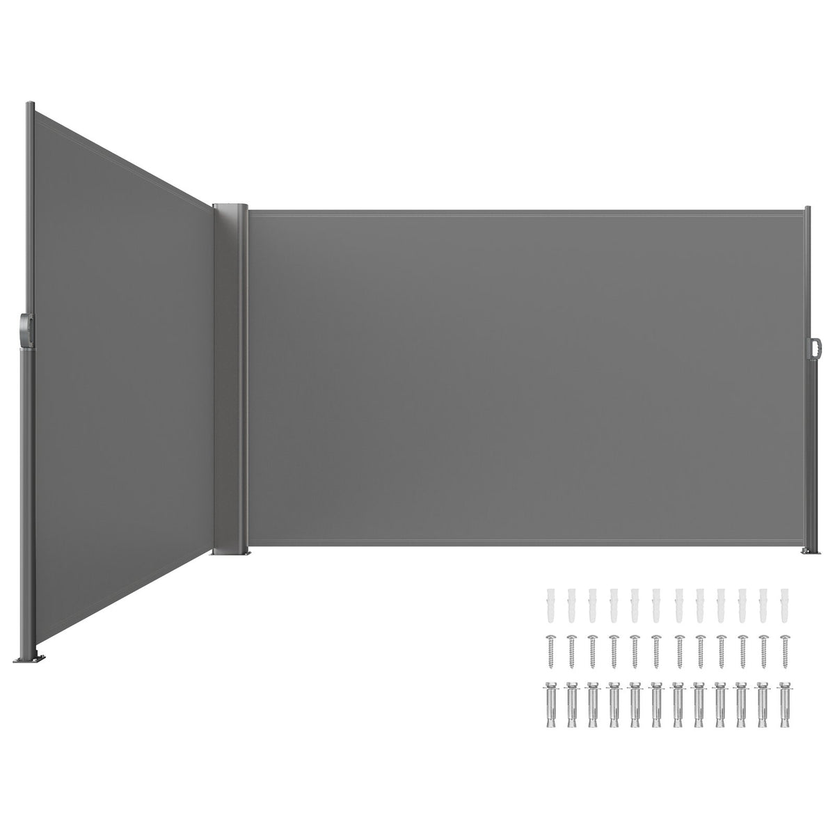 Retractable Side Awning, 160X600cm Aluminum Outdoor Privacy Screen, 280g Polyester Water-proof Retractable V952-ZYPF160X600CMGY01V0