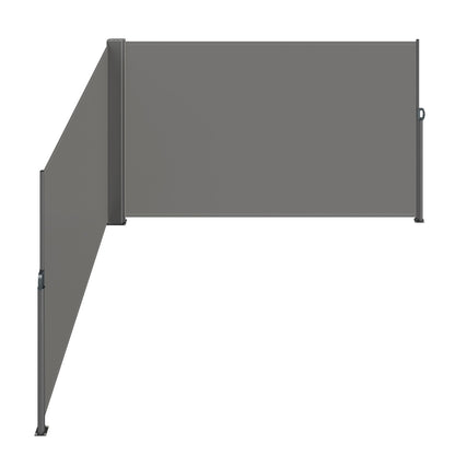Retractable Side Awning, 160X600cm Aluminum Outdoor Privacy Screen, 280g Polyester Water-proof Retractable V952-ZYPF160X600CMGY01V0