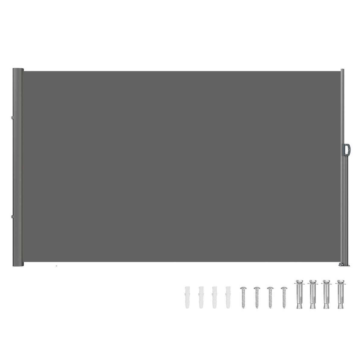Retractable Side Awning, 180X300cm Aluminum Outdoor Privacy Screen, 280g Polyester Water-proof Retractable V952-ZYPF180X300CMGY01V0