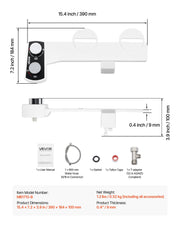 Bidet Attachment for Toilet, Non-Electric Bidet Toilet Seat Attachment - Dual Retractable Nozzles, Adjustable V952-ZYPZQJPZLSSPAOWR9001V0