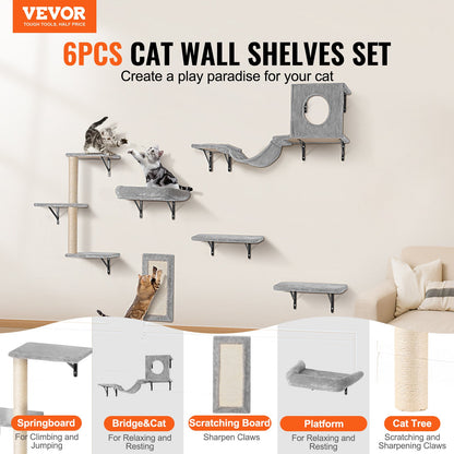 Wall Mounted Cat Shelves, Cat Wall Shelves and Perches with Jumping Boards, Hammock, Sofa, Cat Tree & Cat V952-ZYSBGSMPJ6JTKY3NYV0