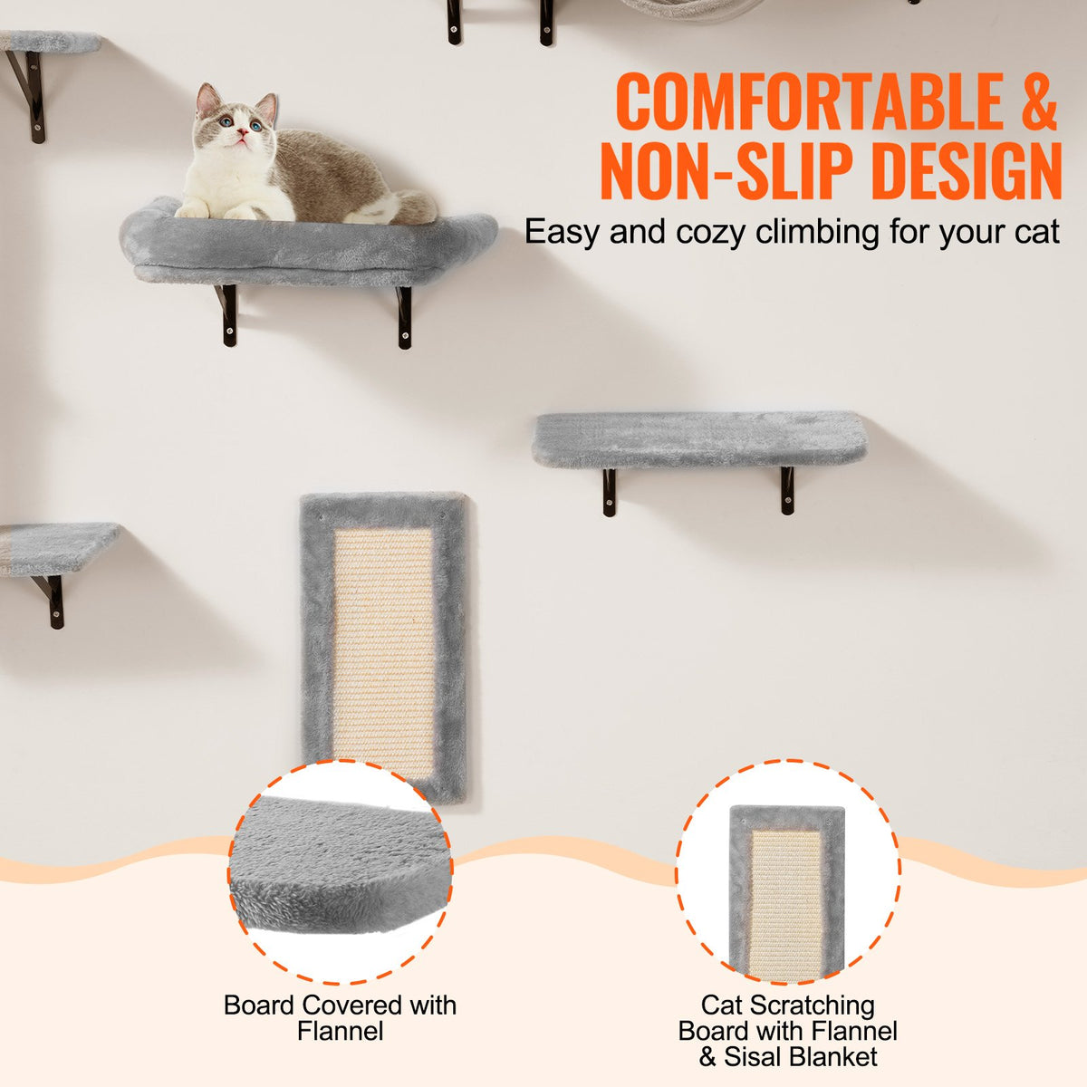 Wall Mounted Cat Shelves, Cat Wall Shelves and Perches with Jumping Boards, Hammock, Sofa, Cat Tree & Cat V952-ZYSBGSMPJ6JTKY3NYV0