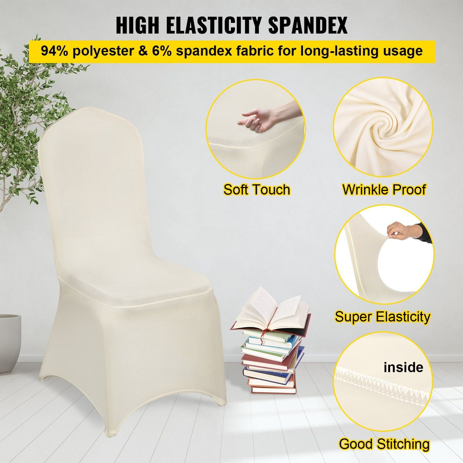 Stretch Spandex Folding Chair Covers, Universal Fitted Chair Cover, Removable Washable Protective Slipcovers, V952-ZYT100PCSXYSQB001V0