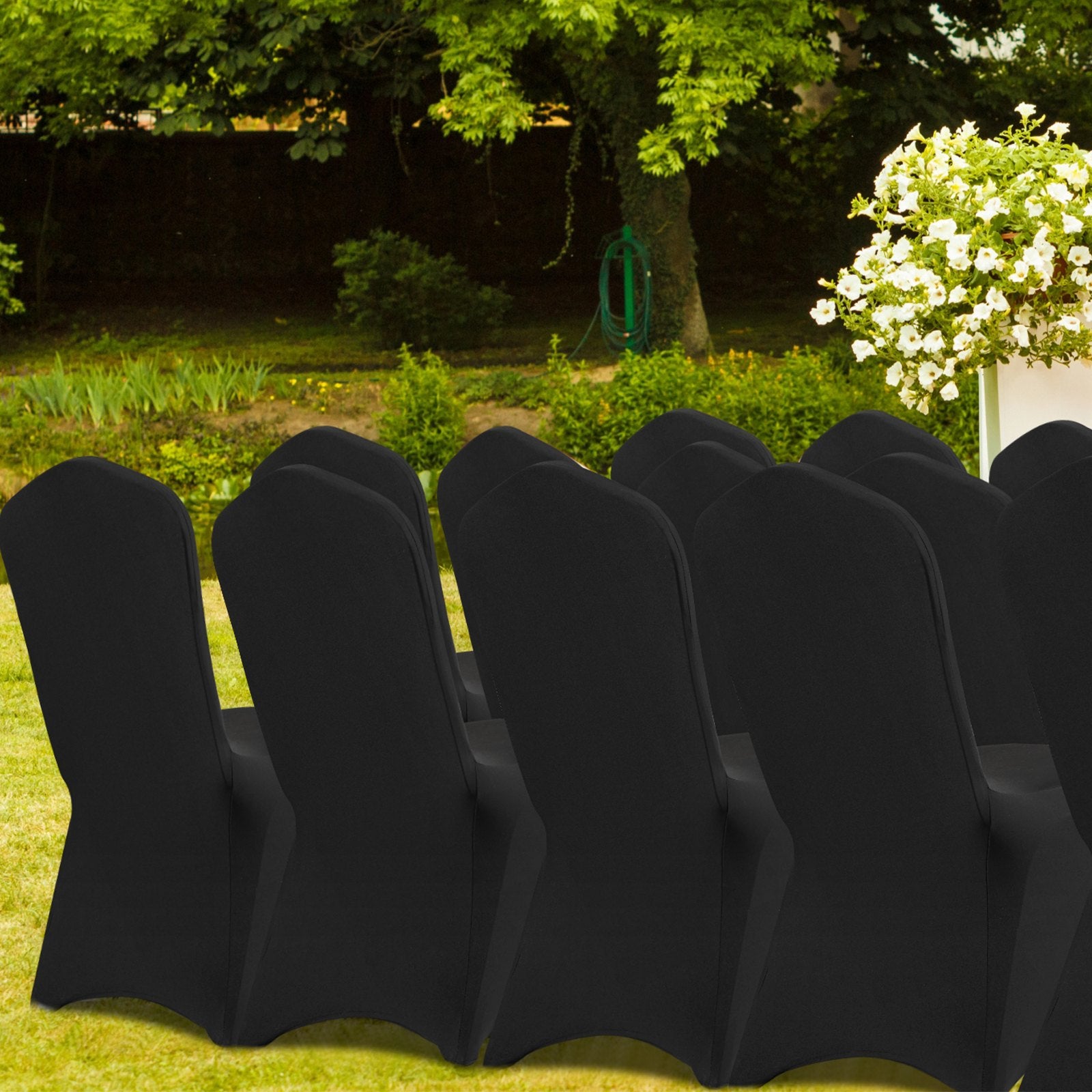 50 PCS Black Chair Covers Polyester Spandex Stretch Wedding Party Banquet V952-ZYT50PCSHSGXYT001V0