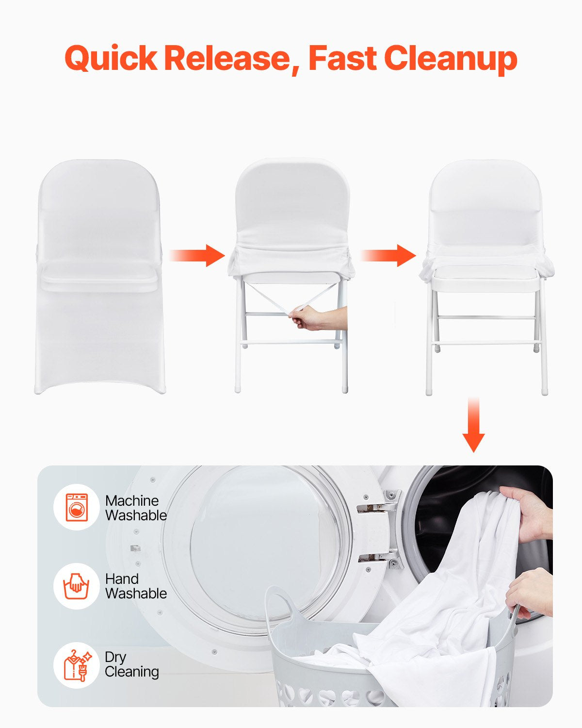 Stretch Spandex Folding Chair Covers, Universal Fitted Chair Cover, Removable Washable Protective Slipcovers, V952-ZYTBS132033CMG7X0V0