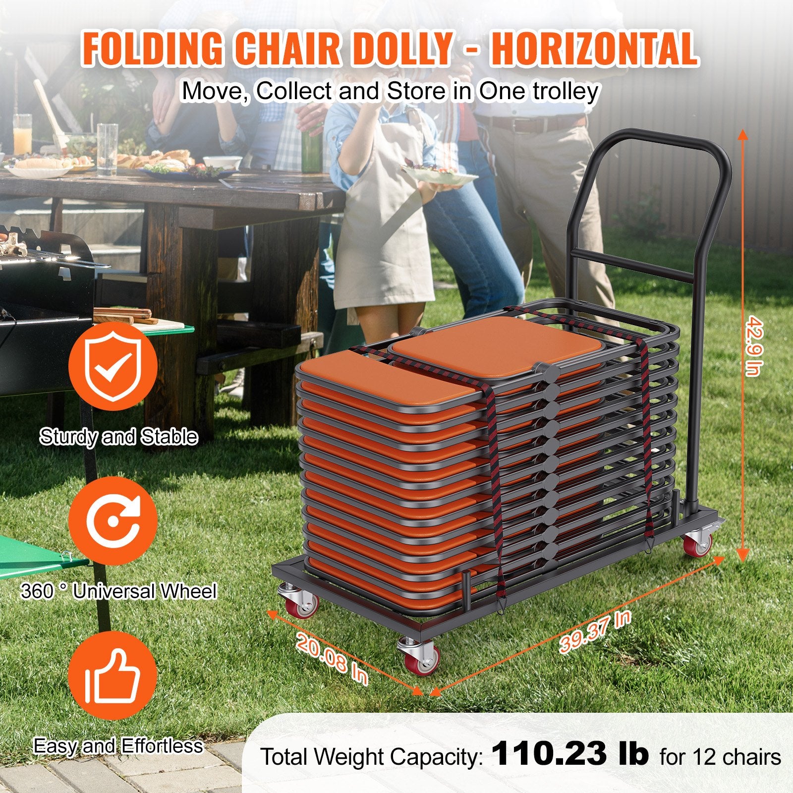 12 Chairs Folding Chair Storage Dolly Folding Chairs Rack Heavy Duty Iron V952-ZYTC203943YCTIW6PV0