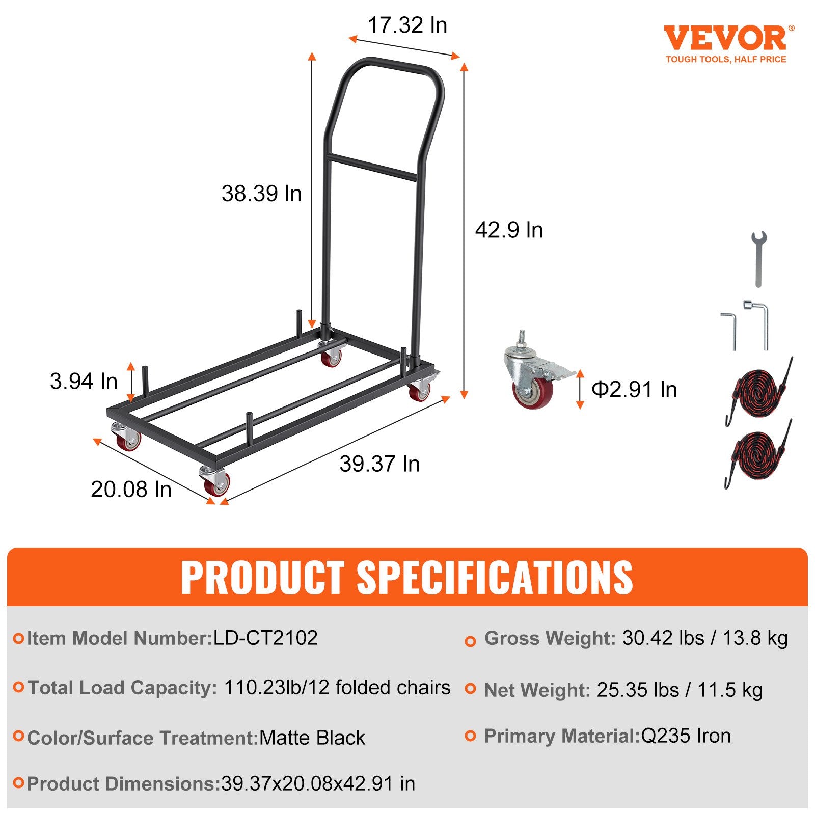 12 Chairs Folding Chair Storage Dolly Folding Chairs Rack Heavy Duty Iron V952-ZYTC203943YCTIW6PV0