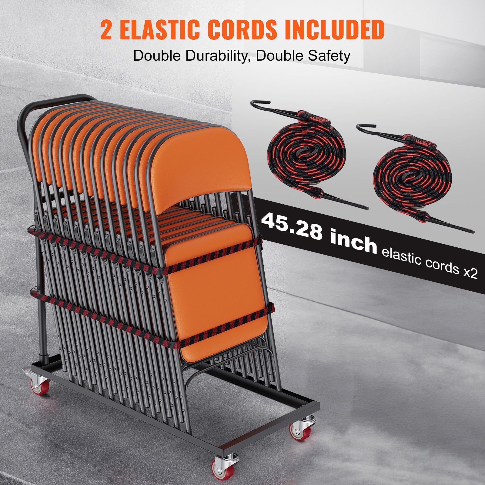 Folding Chair Dolly, Iron Commercial Cart with 12 Chairs Capacity, Folding Chairs Rack Trolley with 4 V952-ZYTC422136YCTP8YBV0