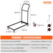 Folding Chair Dolly, Iron Commercial Cart with 12 Chairs Capacity, Folding Chairs Rack Trolley with 4 V952-ZYTC422136YCTP8YBV0