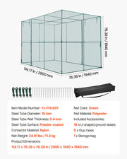 Crop Cage, 2.9 x 1.94 x 1.94 m Plant Protection Tent with Zippered Door, Wind-Resistant Tall Crop Cage, Easy V952-ZZBHZ1PCS120Z3706001V0