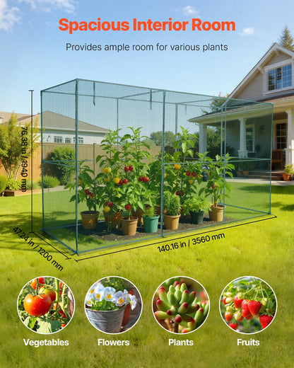 Crop Cage, 3.56 x 1.2 x 1.94 m Plant Protection Tent with Zippered Door, Wind-Resistant Tall Crop Cage, Easy V952-ZZBHZ1PCS144OHU8N001V0