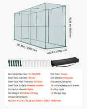 Crop Cage, 3.56 x 1.2 x 1.94 m Plant Protection Tent with Zippered Door, Wind-Resistant Tall Crop Cage, Easy V952-ZZBHZ1PCS144OHU8N001V0
