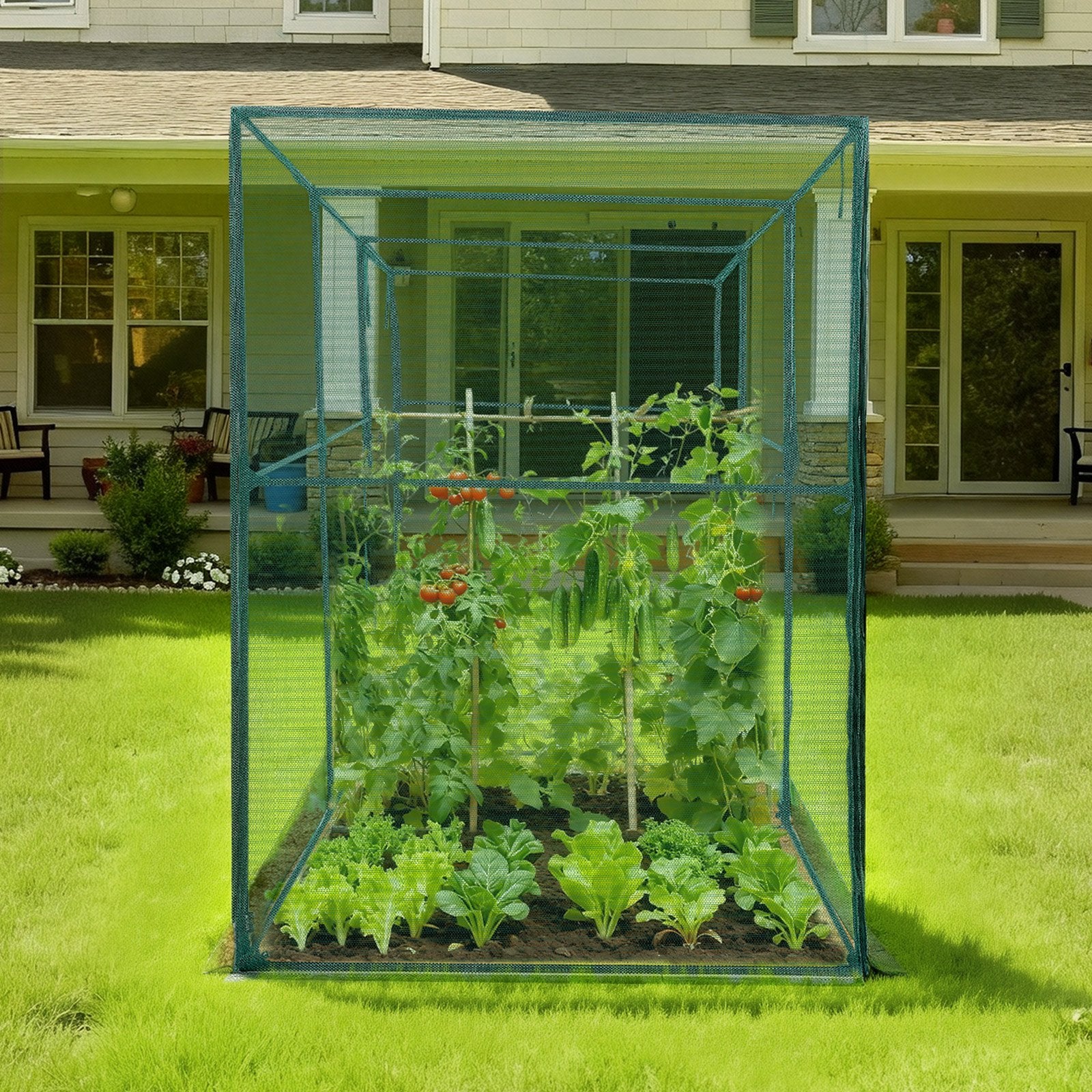 Crop Cage, 3.56 x 1.2 x 1.94 m Plant Protection Tent with Zippered Door, Wind-Resistant Tall Crop Cage, Easy V952-ZZBHZ1PCS144OHU8N001V0