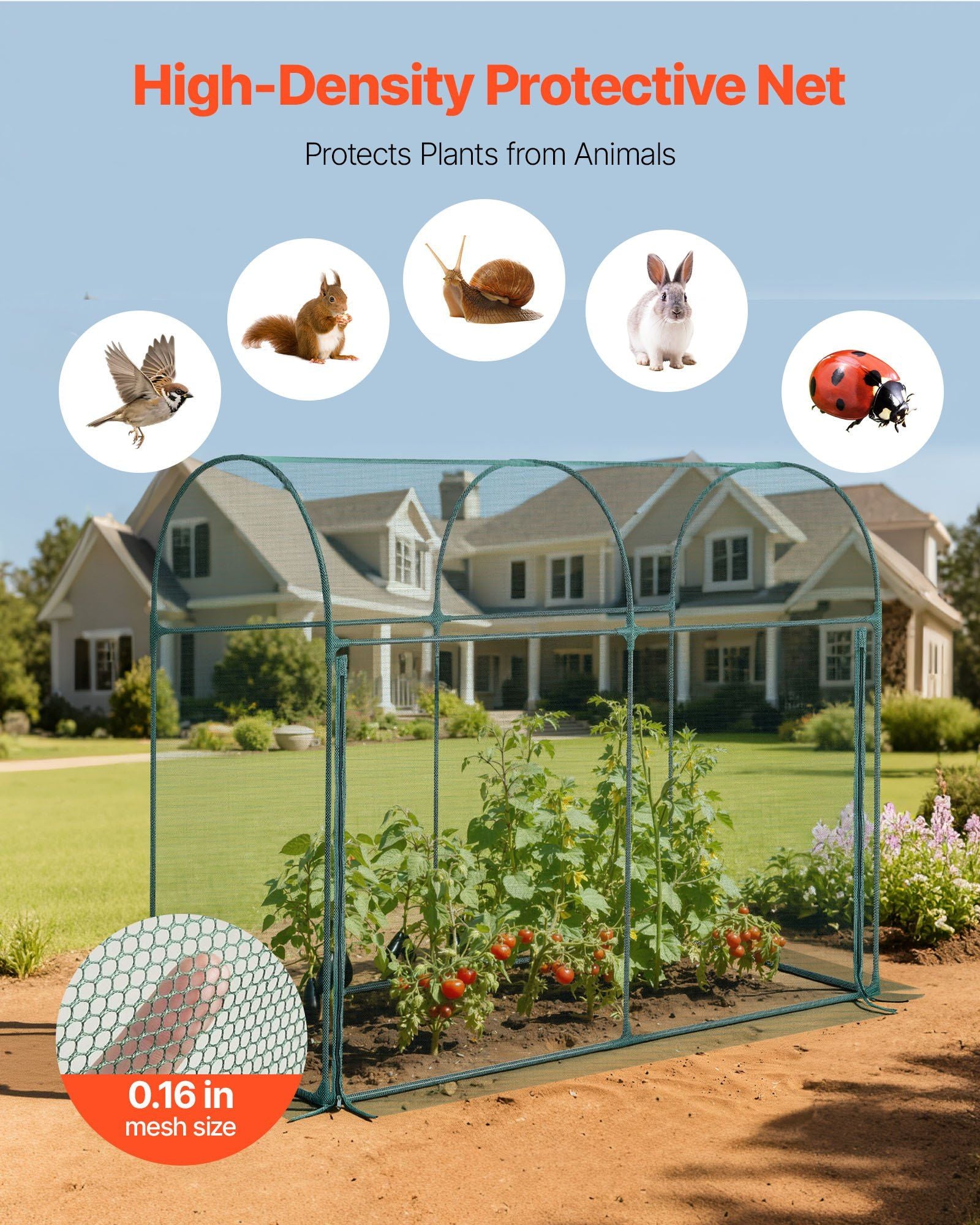 Crop Cage, 1.8 x 0.91 x 1.5 m Plant Protection Tent with Zippered Door, Wind-Resistant Tall Crop Cage, Easy V952-ZZBHZ1PCS733WG3BH001V0
