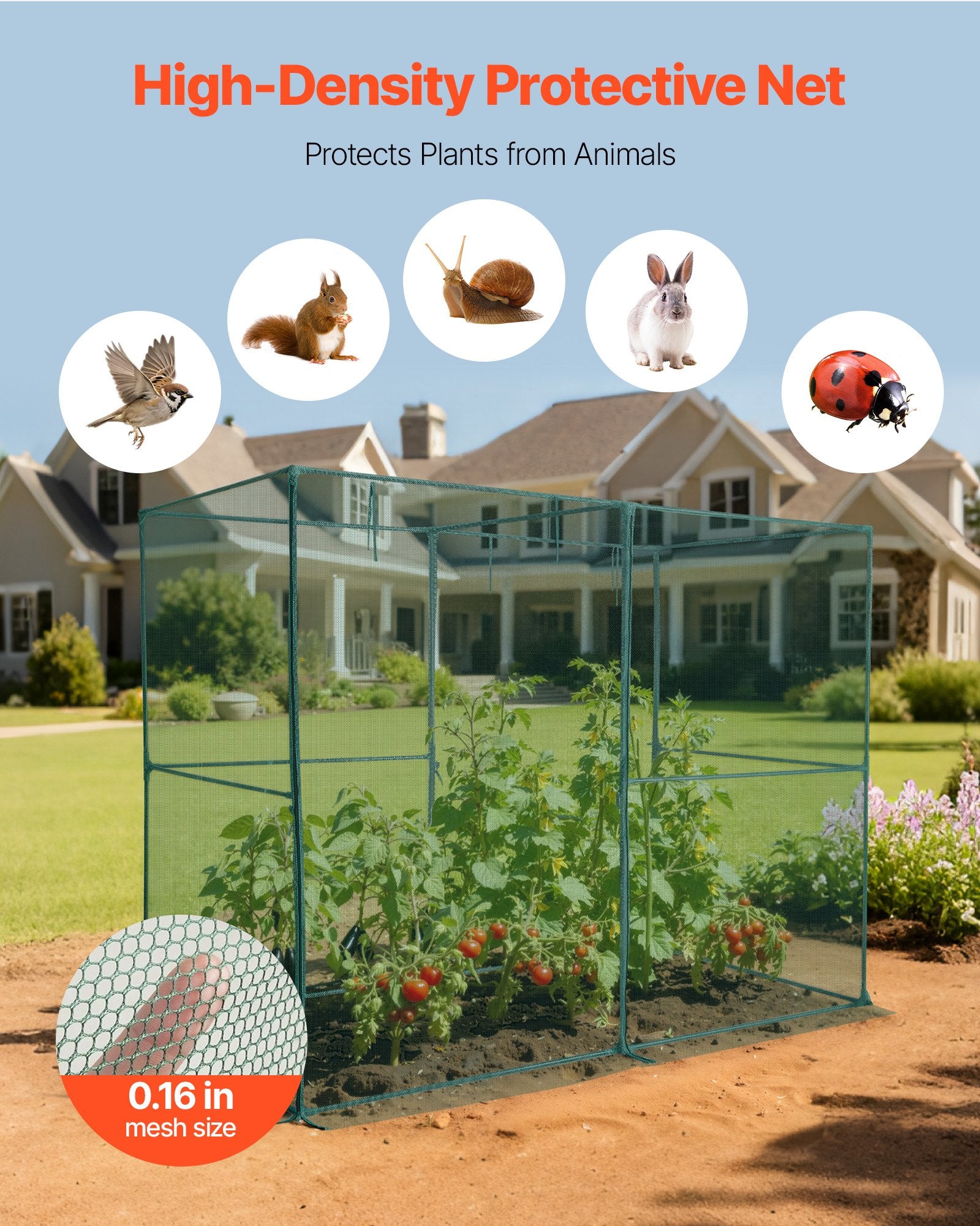Crop Cage, 2.39 x 1.2 x 1.8 m Plant Protection Tent with Zippered Door, Wind-Resistant Tall Crop Cage, Easy V952-ZZBHZ1PCS984VTPLP001V0
