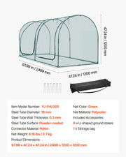 Crop Cage, 2.48 x 1.2 x 1.2 m Plant Protection Tent with Zippered Door, Wind-Resistant Tall Crop Cage, Easy V952-ZZBHZ1PCS984ZQZ2F001V0