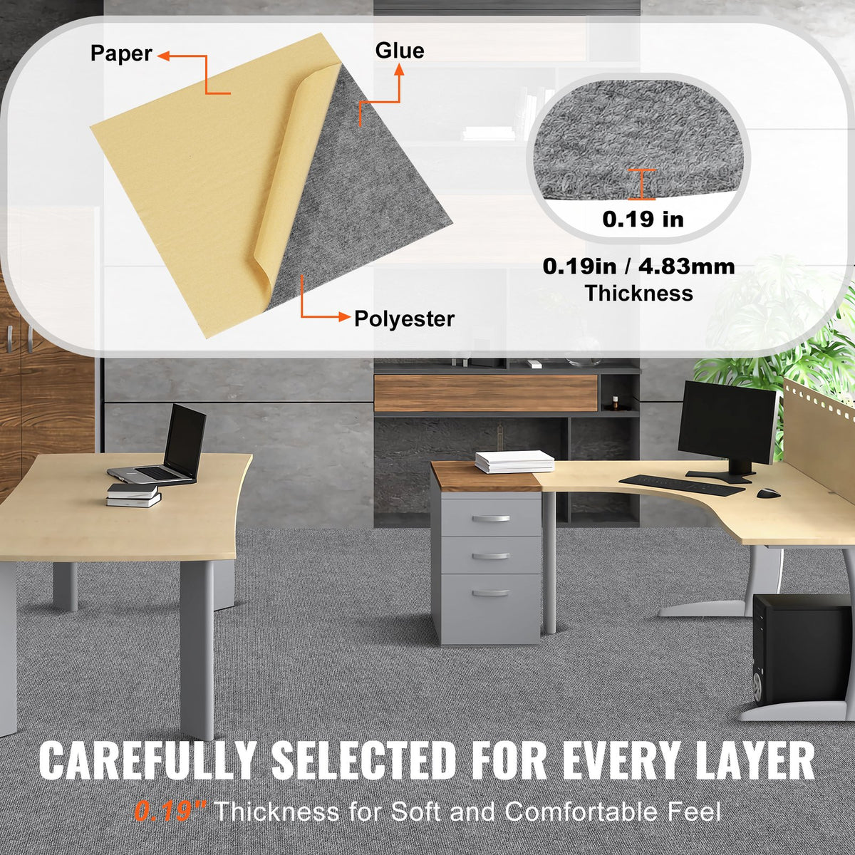Carpet Tiles Peel and Stick, Squares Self Adhesive Carpet Floor Tile, Soft Padded Carpet Tiles, Easy Install V952-ZZFKDT1212YCO3IJOV0