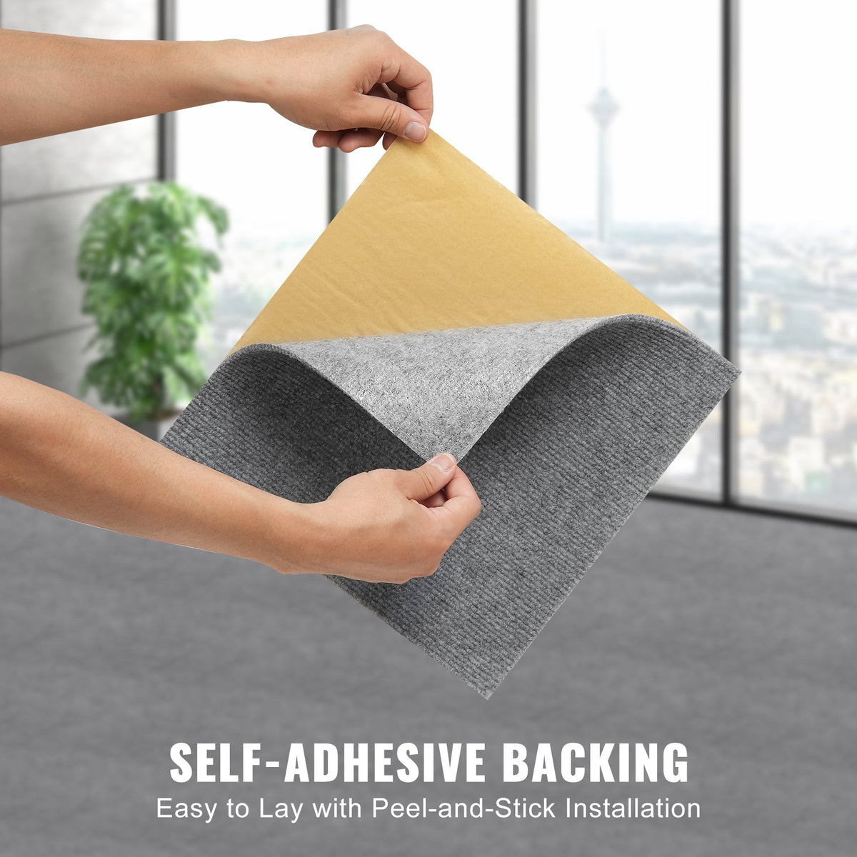 Carpet Tiles Peel and Stick, Squares Self Adhesive Carpet Floor Tile, Soft Padded Carpet Tiles, Easy Install V952-ZZFKDT1212YCO3IJOV0