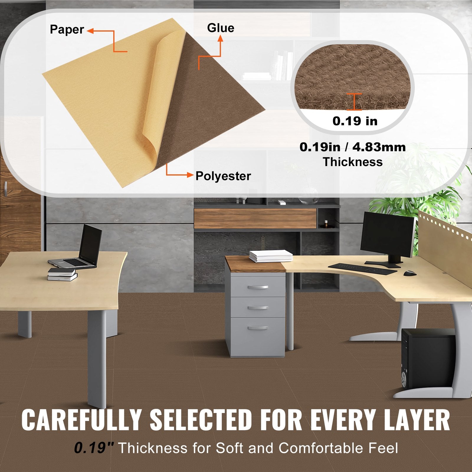 Carpet Tiles Peel and Stick, Squares Self Adhesive Carpet Floor Tile, Soft Padded Carpet Tiles, Easy Install V952-ZZFKDT1818SZ9DKX7V0