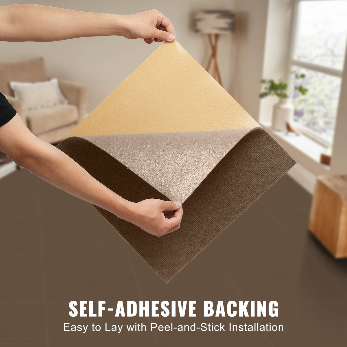 Carpet Tiles Peel and Stick, Squares Self Adhesive Carpet Floor Tile, Soft Padded Carpet Tiles, Easy Install V952-ZZFKDT1818SZ9DKX7V0
