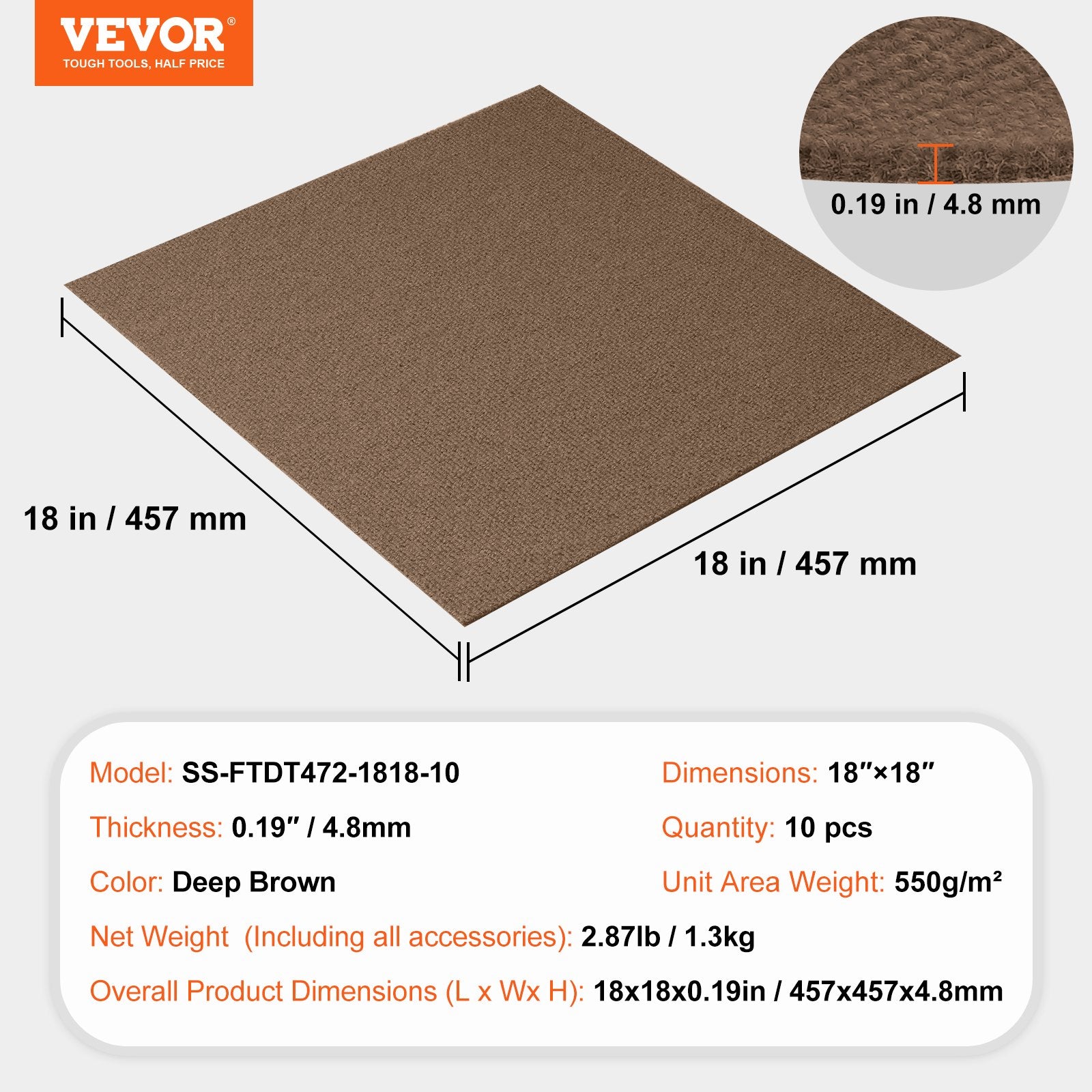 Carpet Tiles Peel and Stick, Squares Self Adhesive Carpet Floor Tile, Soft Padded Carpet Tiles, Easy Install V952-ZZFKDT1818SZ9DKX7V0