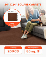Carpet Tiles 610x610 mm, 20 PCS Peel and Stick Carpet Square Rug, Self Adhesive Commercial Floor Soft Padded V952-ZZFKDT2424INC2GRB001V0