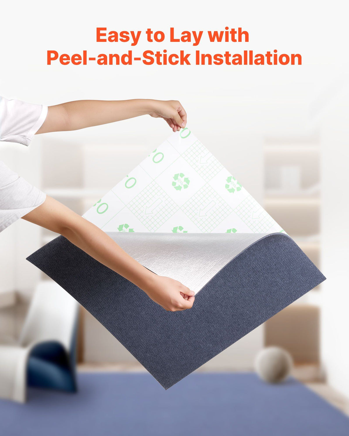 Carpet Tiles 610x610 mm, 15 Pack Peel and Stick Carpet Square Rug, Self Adhesive Commercial Floor Soft Padded V952-ZZFKDT2424INX4DTI001V0