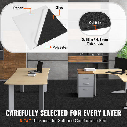 Carpet Tiles Peel and Stick, 24" x 24" Squares Self Adhesive Carpet Floor Tile, Soft Padded Carpet Tiles, V952-ZZFKDT2424YCT8PQDV0