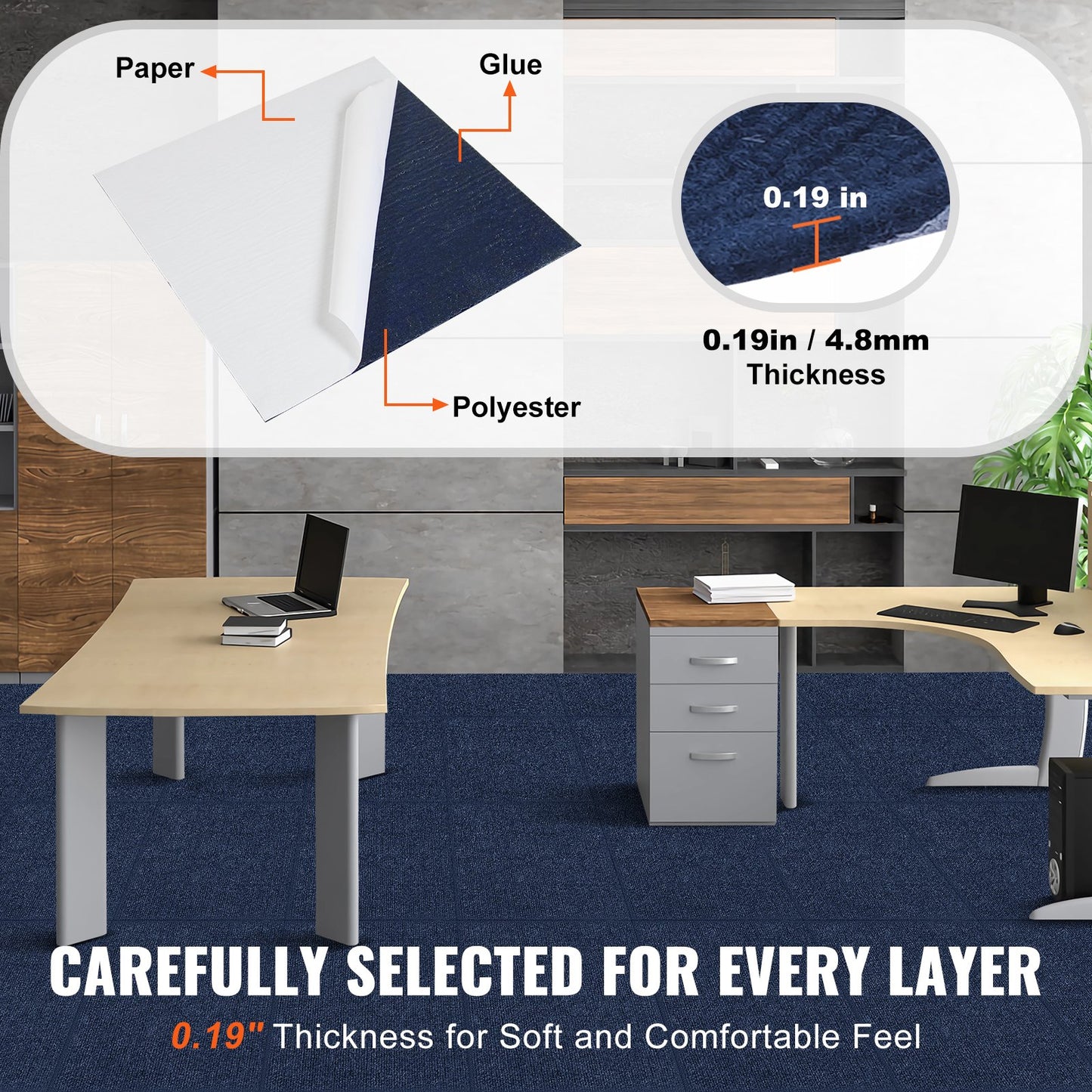 Carpet Tiles Peel and Stick, Squares Self Adhesive Carpet Floor Tile, Soft Padded Carpet Tiles, Easy Install V952-ZZFKDT2424YCU83VVV0
