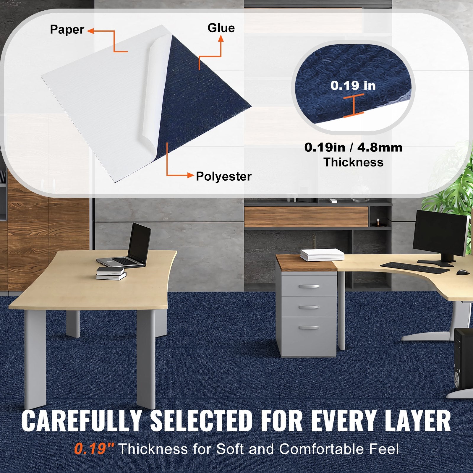 Carpet Tiles Peel and Stick, Squares Self Adhesive Carpet Floor Tile, Soft Padded Carpet Tiles, Easy Install V952-ZZFKDT2424YCU83VVV0