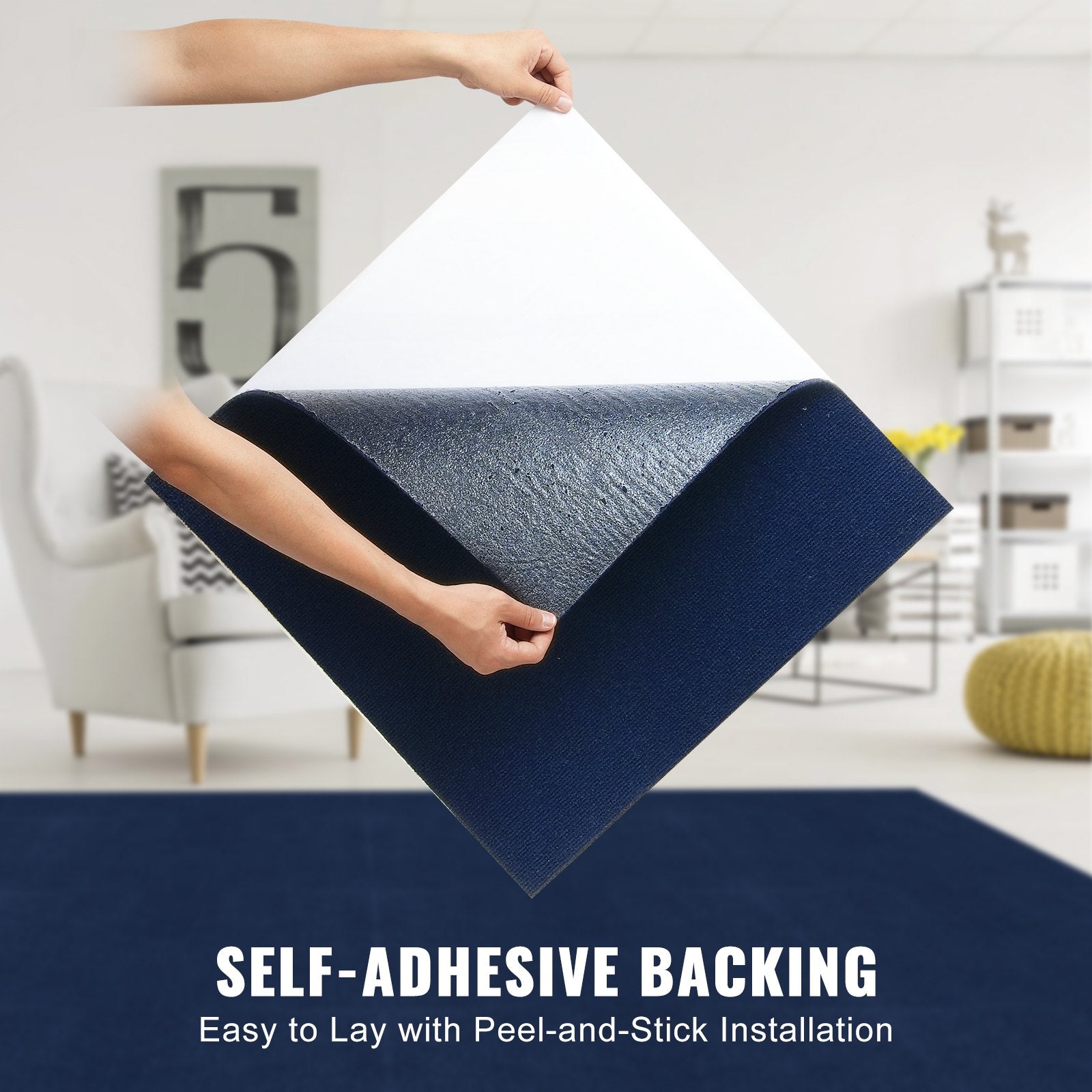 Carpet Tiles Peel and Stick, Squares Self Adhesive Carpet Floor Tile, Soft Padded Carpet Tiles, Easy Install V952-ZZFKDT2424YCU83VVV0