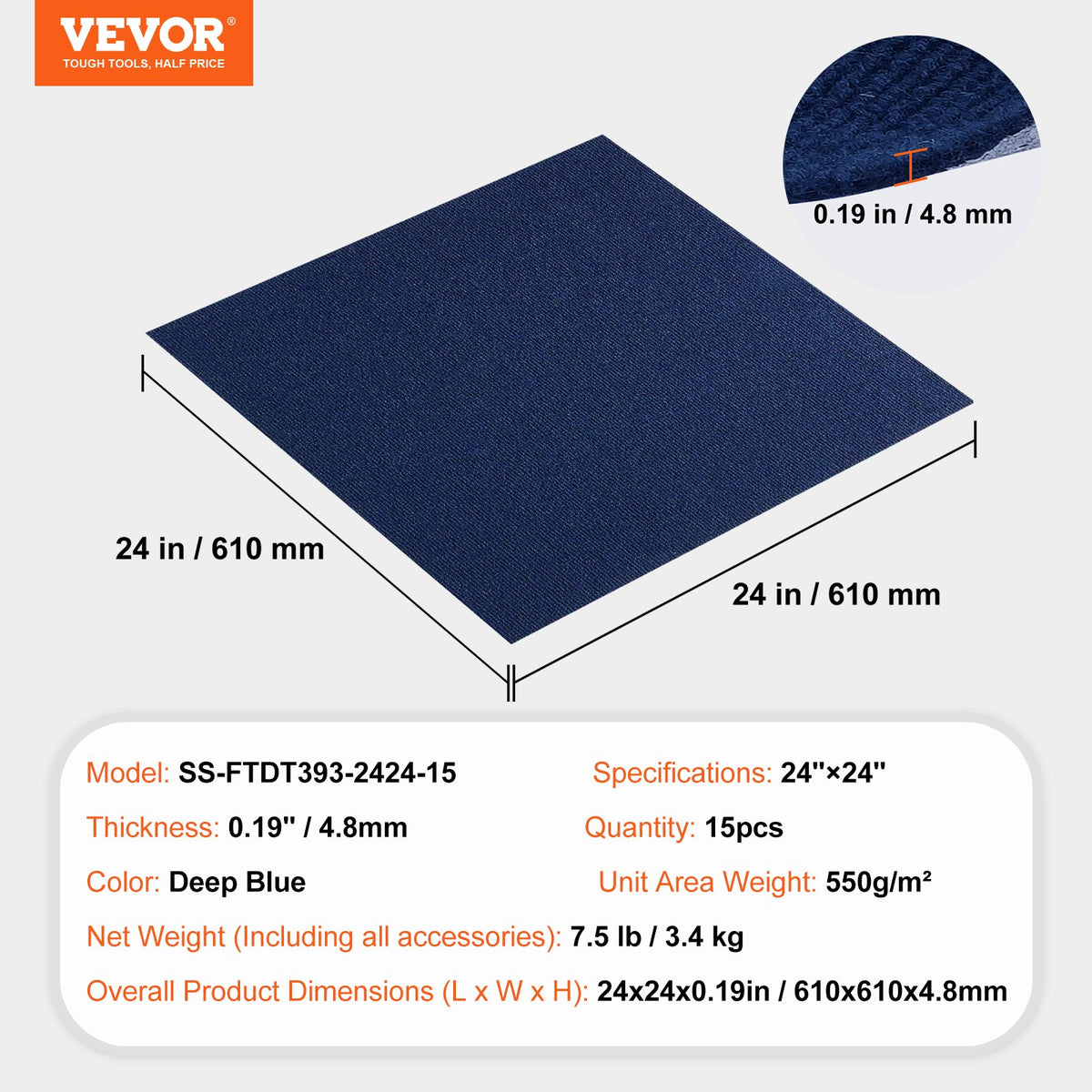 Carpet Tiles Peel and Stick, Squares Self Adhesive Carpet Floor Tile, Soft Padded Carpet Tiles, Easy Install V952-ZZFKDT2424YCU83VVV0