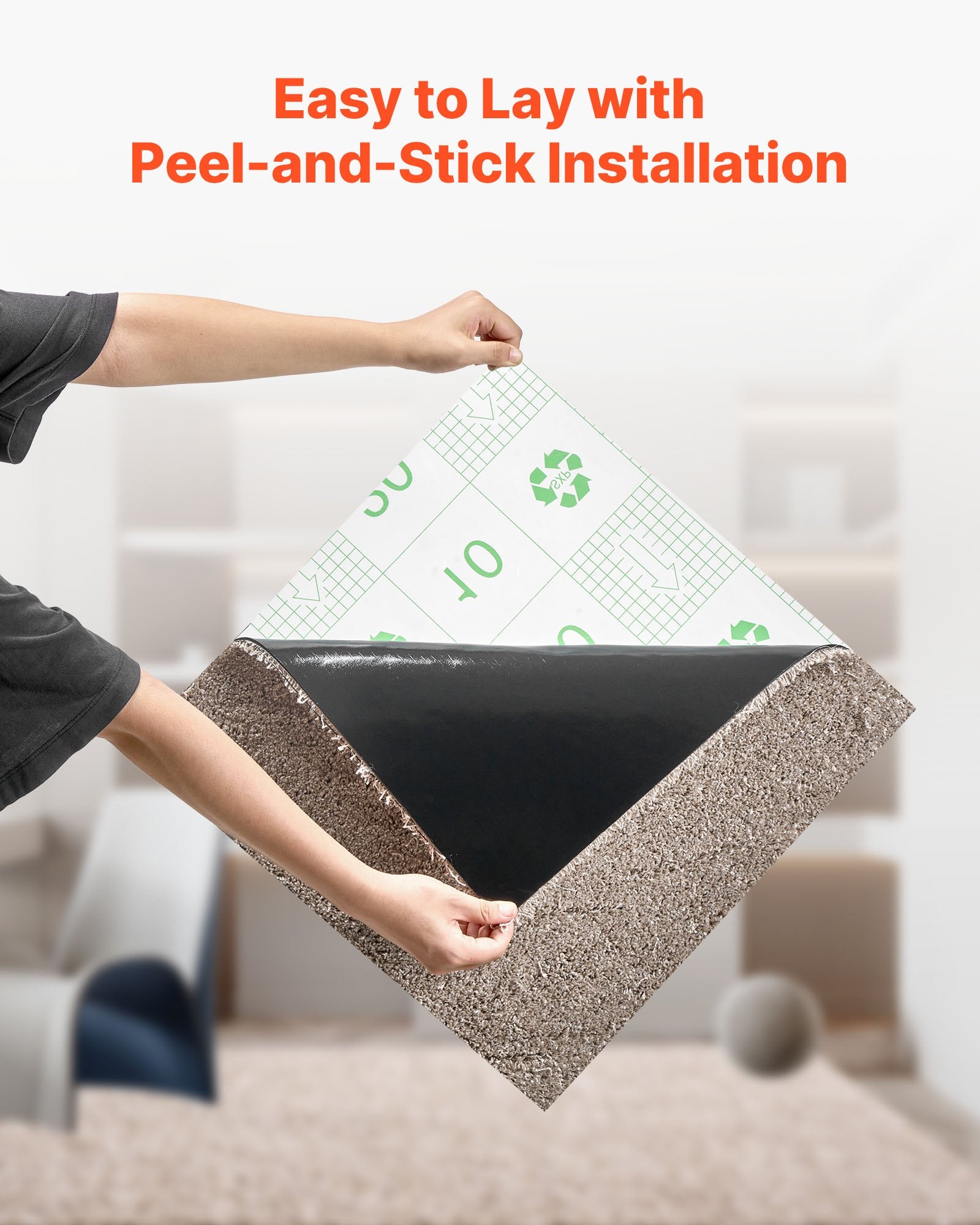 Carpet Tiles 457x457 mm, 10 Pack Carpet Square Rug Detachable & Damage-free, Self Adhesive Home Floor Soft V952-ZZFKDTX1818I3EISJ001V0