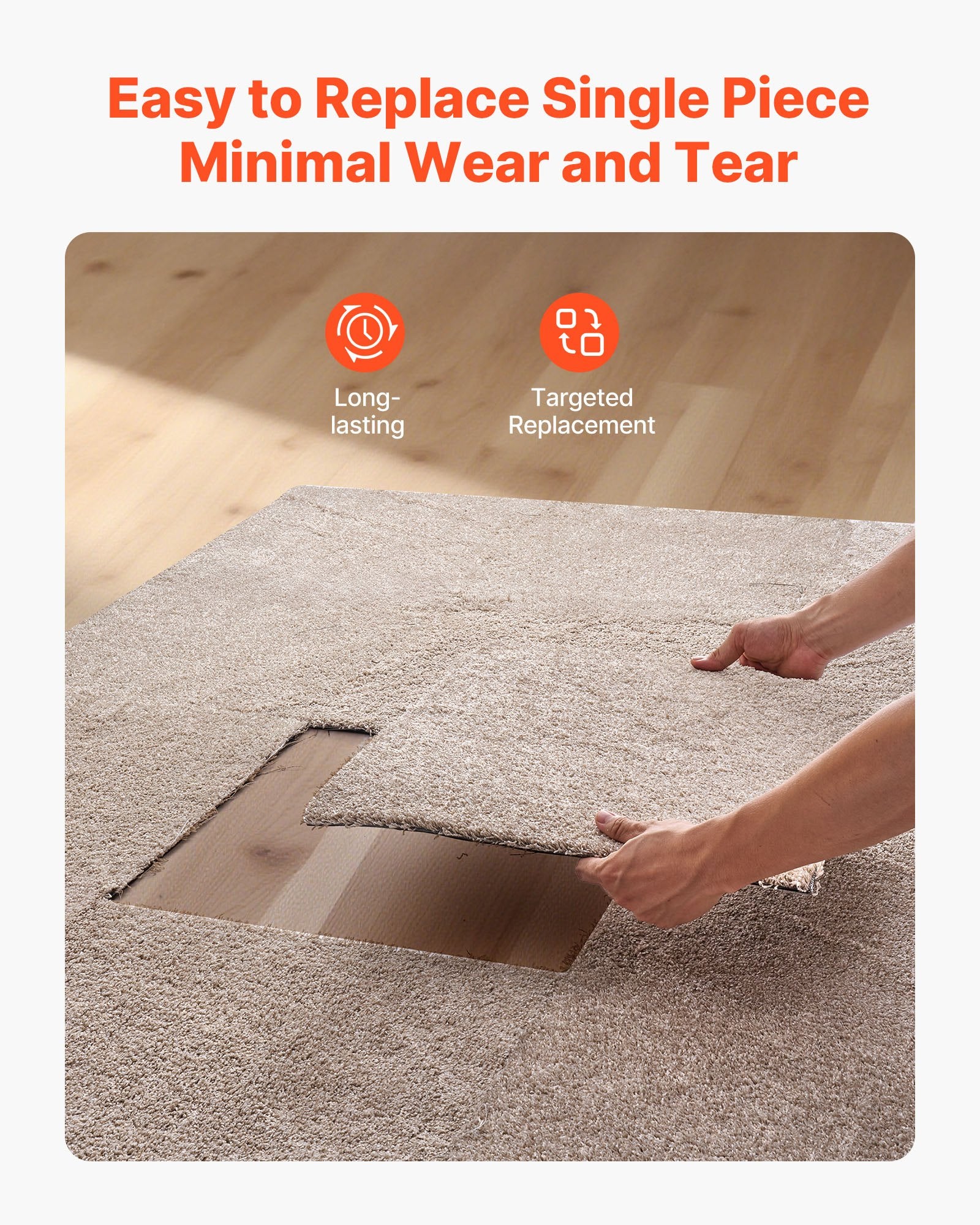 Carpet Tiles 457x457 mm, 10 Pack Carpet Square Rug Detachable & Damage-free, Self Adhesive Home Floor Soft V952-ZZFKDTX1818I3EISJ001V0