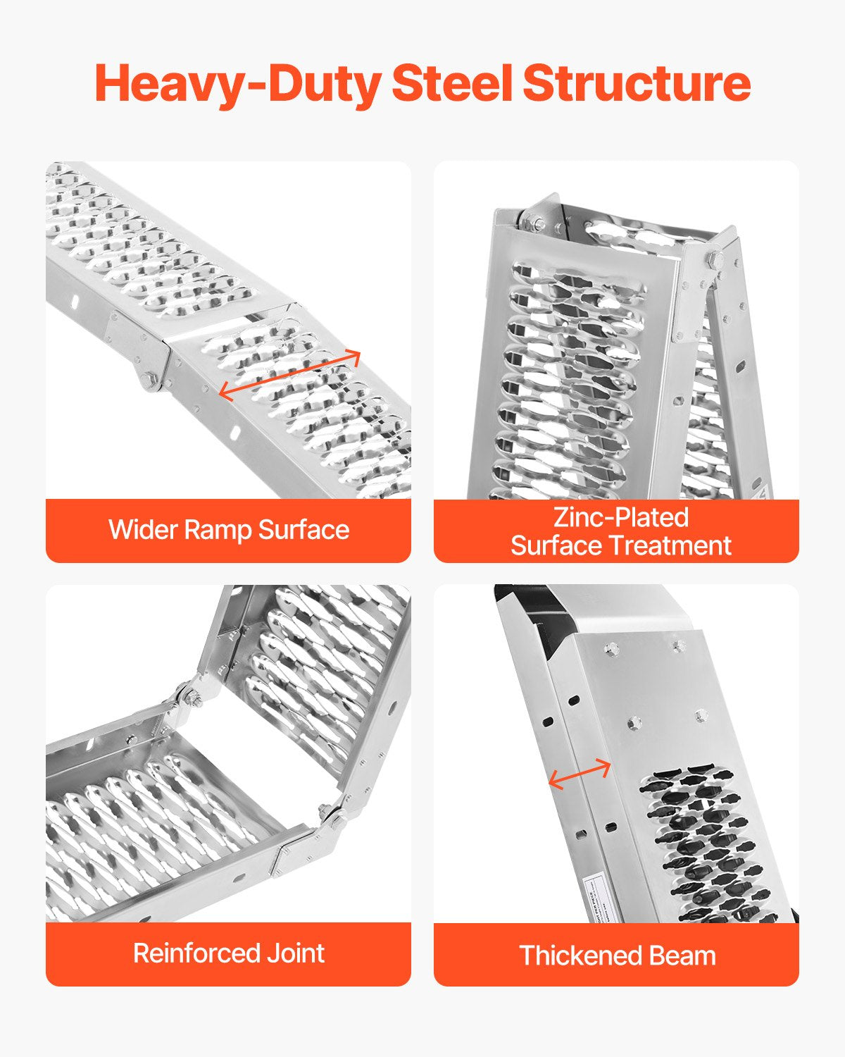 Steel Ramps, 1000 lbs, 2Pcs Heavy-duty Ramps with Wider Ramp Surface, Universal Stable Loading Ramp with V952-ZZGPDGZ1000LL25YEV0