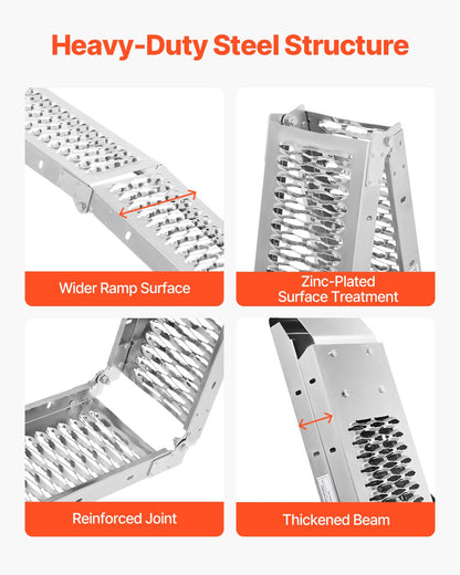 Steel Ramps, 1000 lbs, 2Pcs Heavy-duty Ramps with Wider Ramp Surface, Universal Stable Loading Ramp with V952-ZZGPDGZ1000LL25YEV0