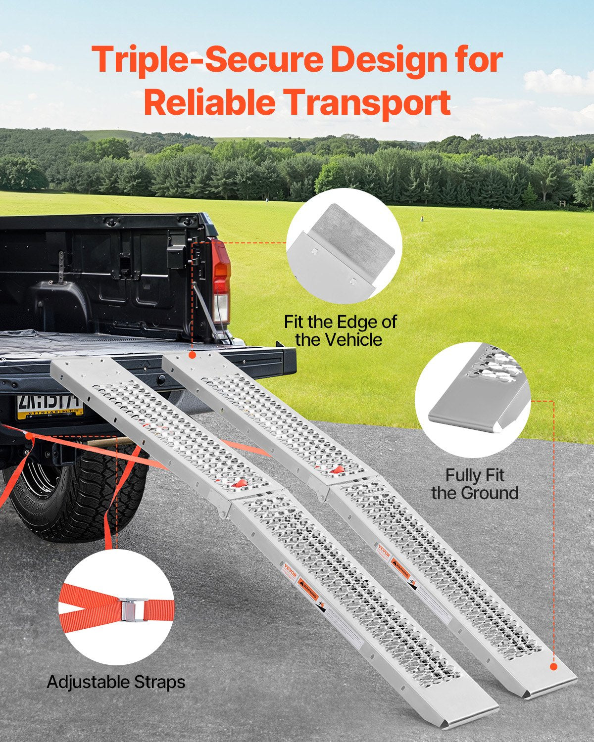 Steel Ramps, 1000 lbs, 2Pcs Heavy-duty Ramps with Wider Ramp Surface, Universal Stable Loading Ramp with V952-ZZGPDGZ1000LL25YEV0