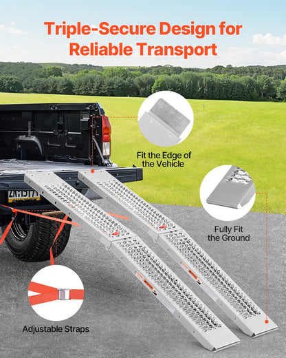 Steel Ramps, 1000 lbs, 2Pcs Heavy-duty Ramps with Wider Ramp Surface, Universal Stable Loading Ramp with V952-ZZGPDGZ1000LL25YEV0