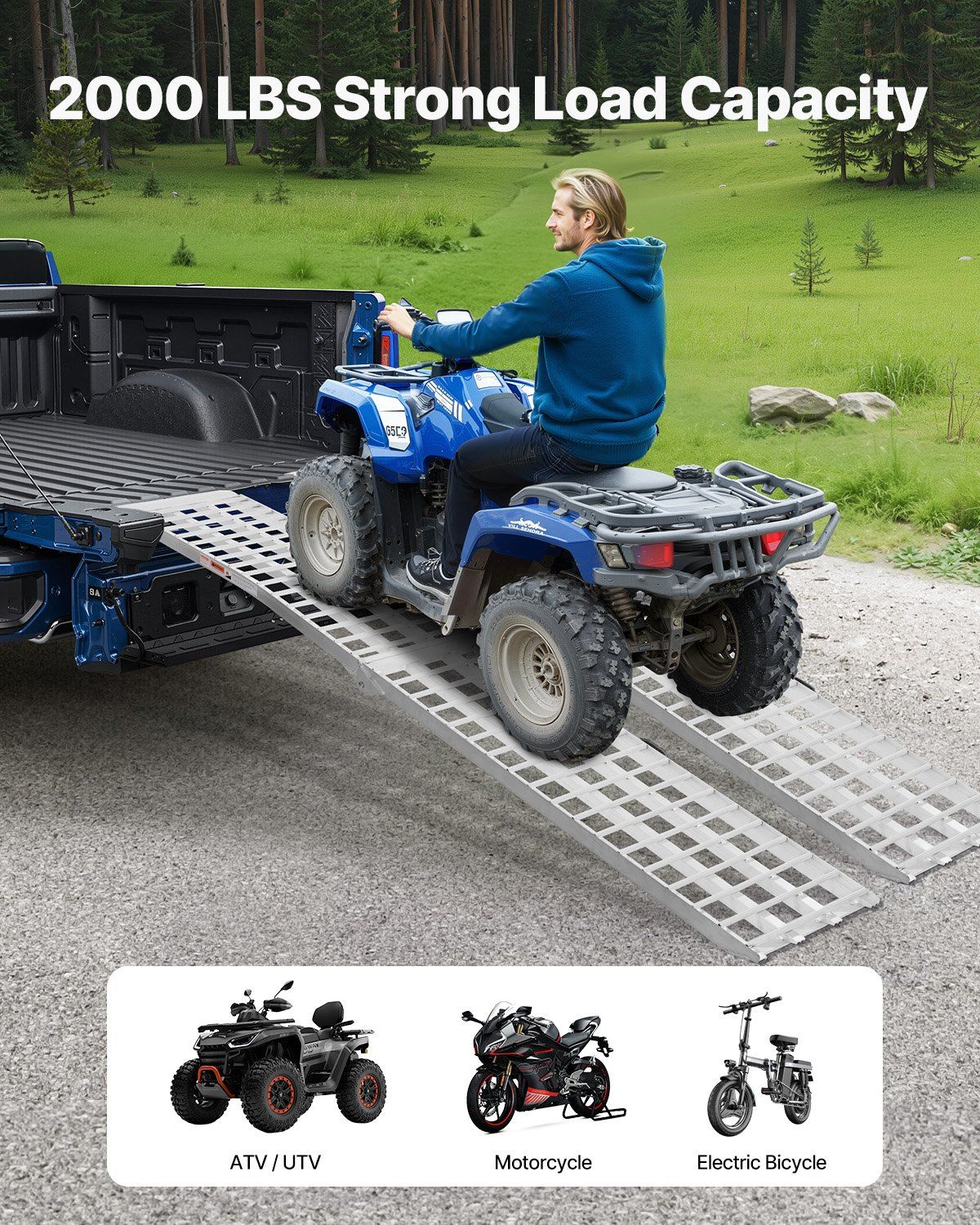 Aluminum Ramps, 2000 lbs, 2Pcs Heavy-duty Ramps with Wider Ramp Surface, Universal Stable Loading Ramp with V952-ZZGPDLZ2000LOI7OBV0