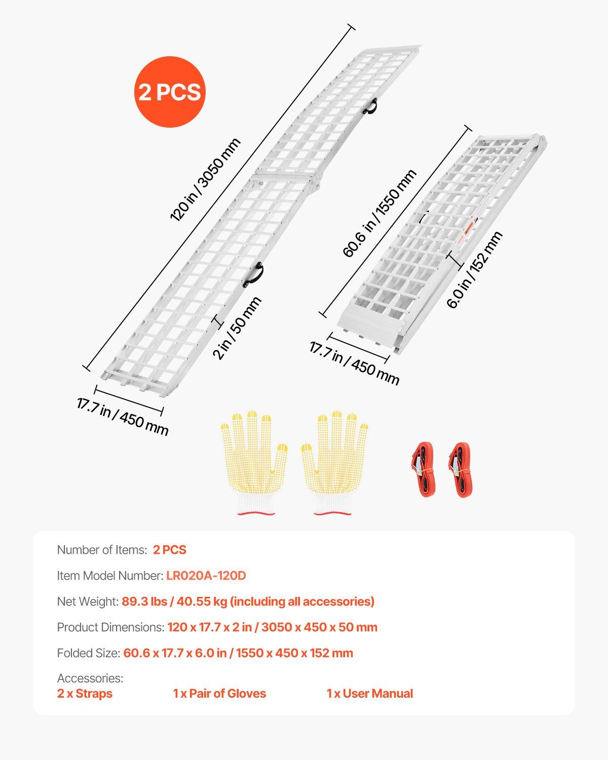 Aluminum Ramps, 2000 lbs, 2Pcs Heavy-duty Ramps with Wider Ramp Surface, Universal Stable Loading Ramp with V952-ZZGPDLZ2000LOI7OBV0