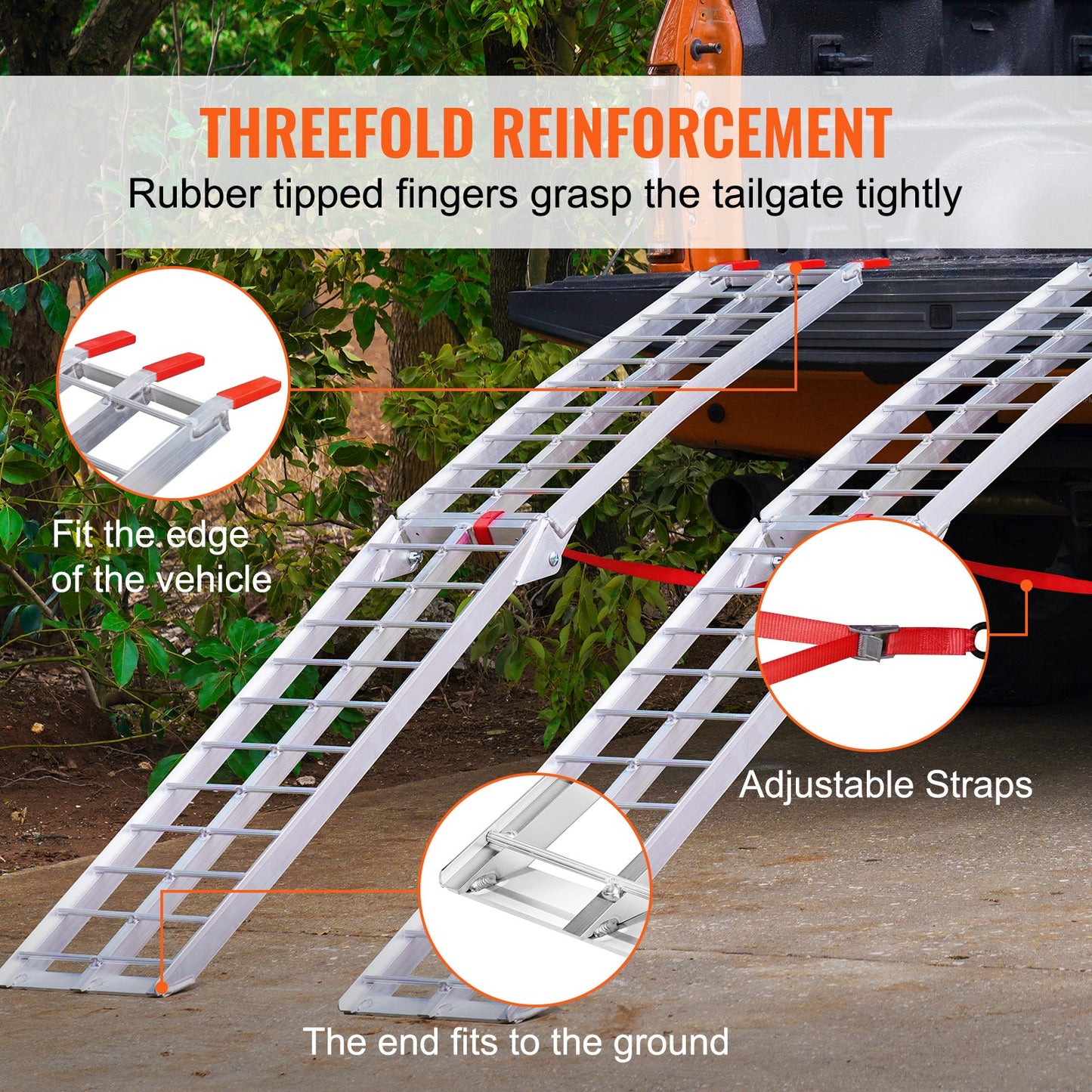 Aluminum Ramp 1500 LBS Foldable Loading Ramps for Pickup Trucks Bed 2 PCS V952-ZZGXPDBL15002MPCQV0